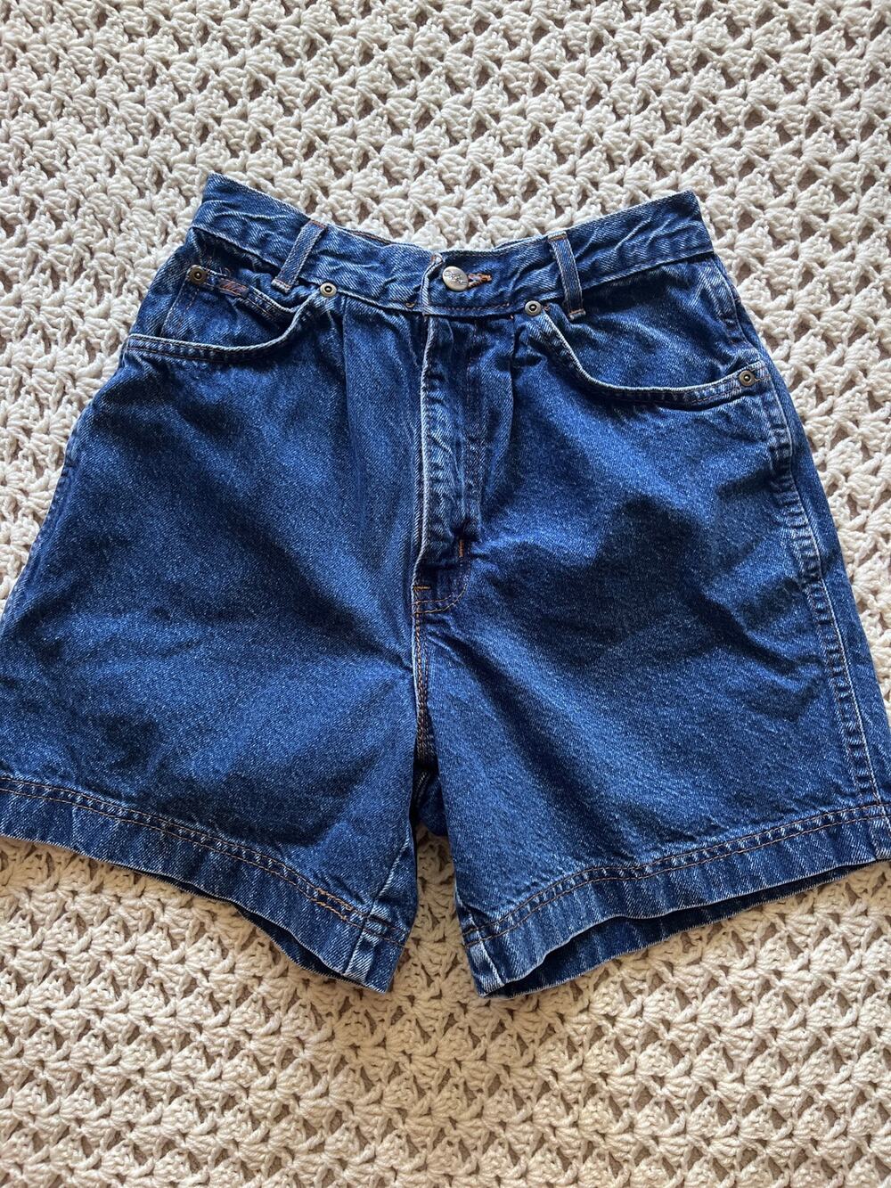 Vintage 90s Denim Shorts Dark Wash High Rise Mom Shorts Size Small